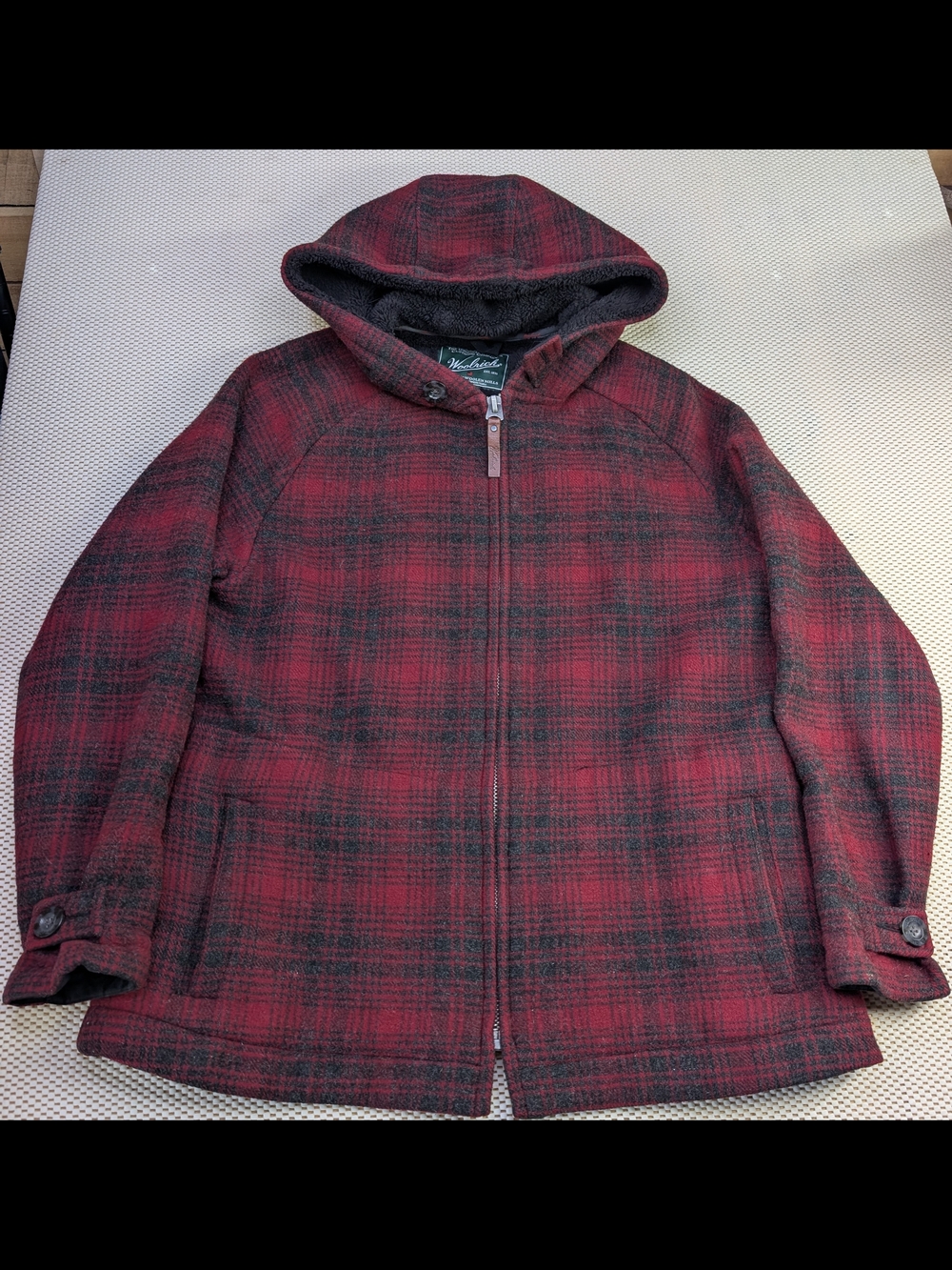 Woolrich Women's Size Large Wool Charcoal Hunt Plaid Lined Jacket 15123